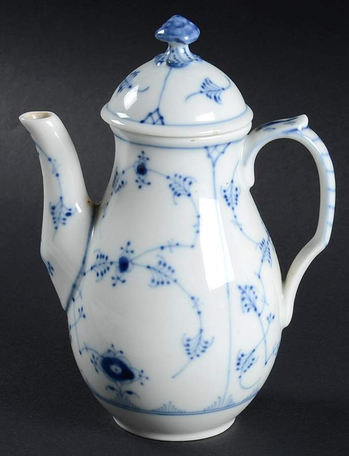 Blue Fluted Plain (No Trim) Individual Coffee Pot & Lid by Royal Copenhagen-1