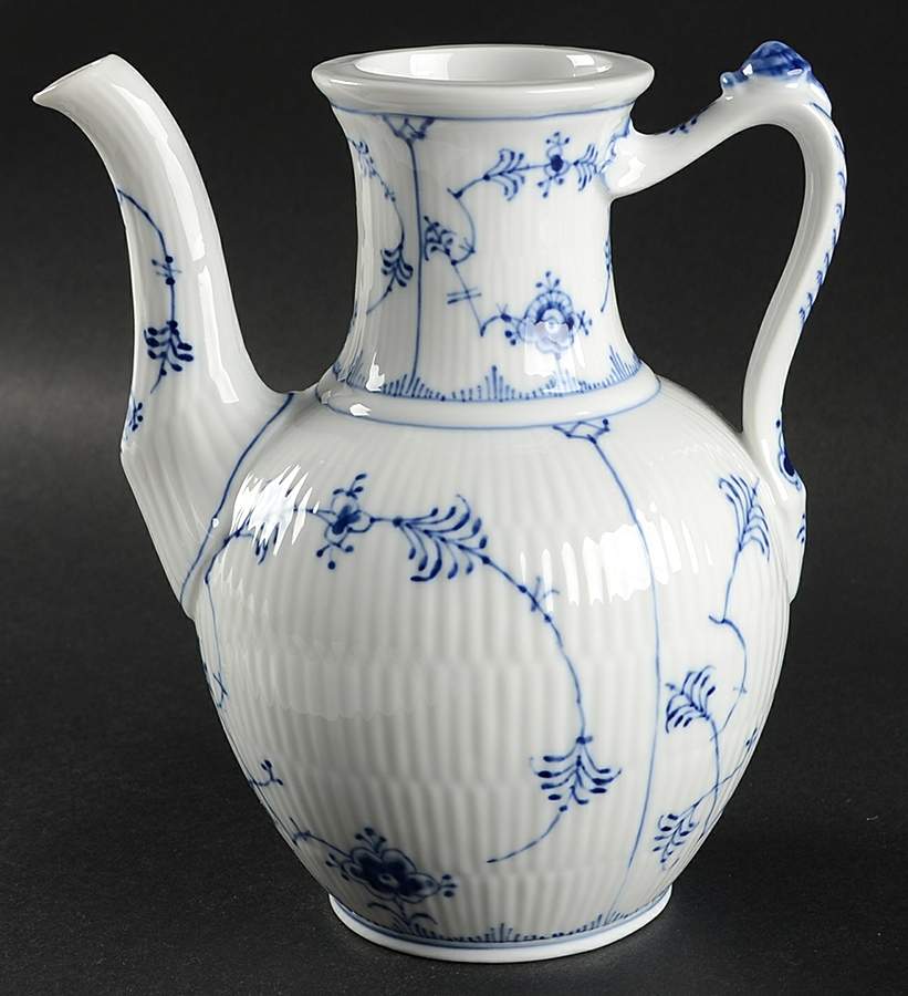 Blue Fluted Plain (No Trim) Small Coffee Pot No Lid by Royal Copenhagen-1