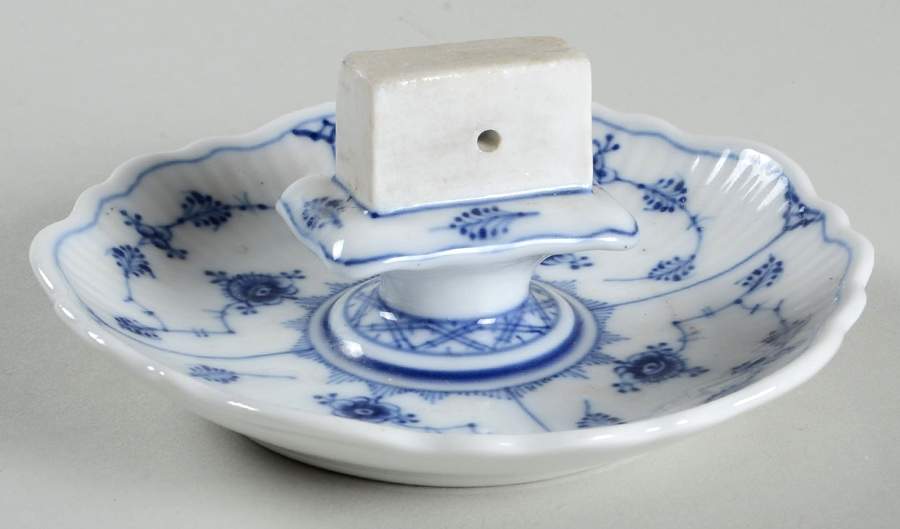 Blue Fluted Plain (No Trim) Matchbox Holder with Strike by Royal Copenhagen-1