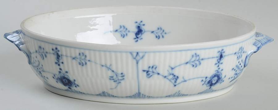 Blue Fluted Plain (No Trim) Oval Vegetable No Lid by Royal Copenhagen-1