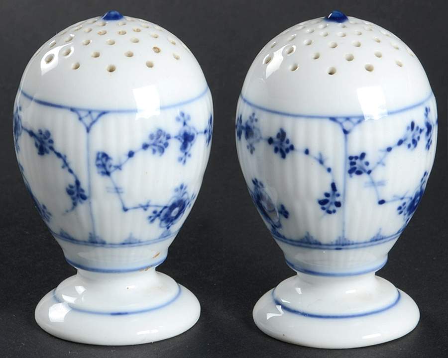 Blue Fluted Plain (No Trim) Salt & Pepper Set by Royal Copenhagen-1