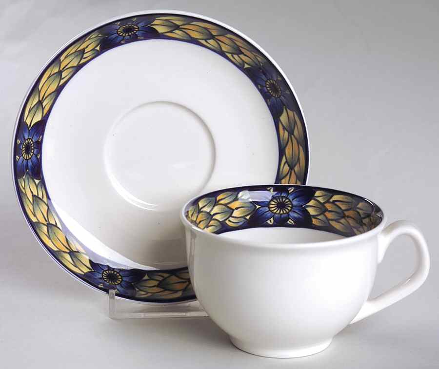 Blue Pheasant Flat Cup & Saucer Set by Royal Copenhagen-1
