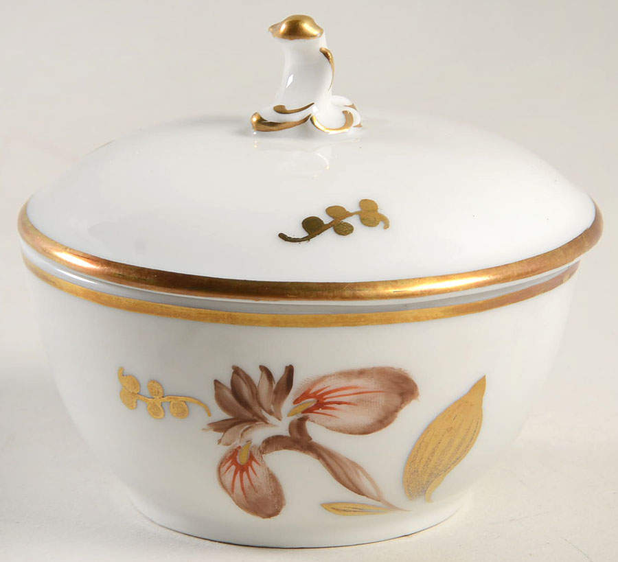 Brown Iris Sugar Bowl & Lid by Royal Copenhagen-1