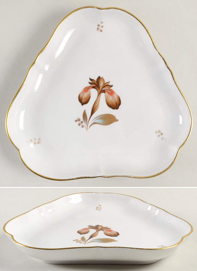 Brown Iris Triangular Cake Plate by Royal Copenhagen-1