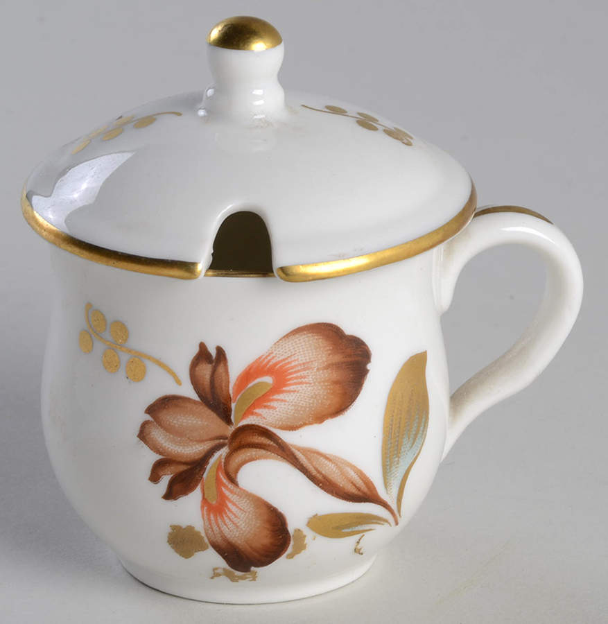 Brown Iris Mustard Jar & Lid by Royal Copenhagen-1