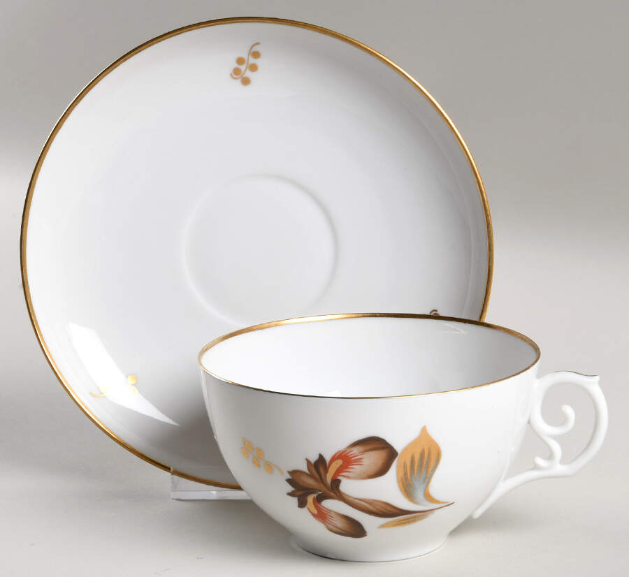 Brown Iris Oversized Cup & Saucer Set by Royal Copenhagen-1