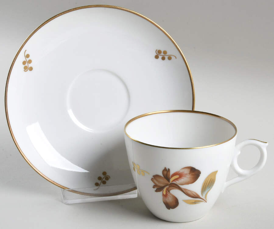 Brown Iris Flat Cup & Saucer Set by Royal Copenhagen-1