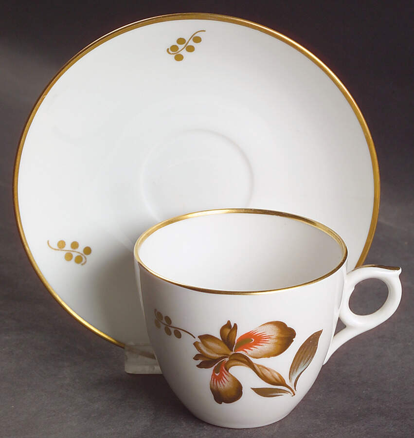 Brown Iris Flat Cup & Saucer Set by Royal Copenhagen-1