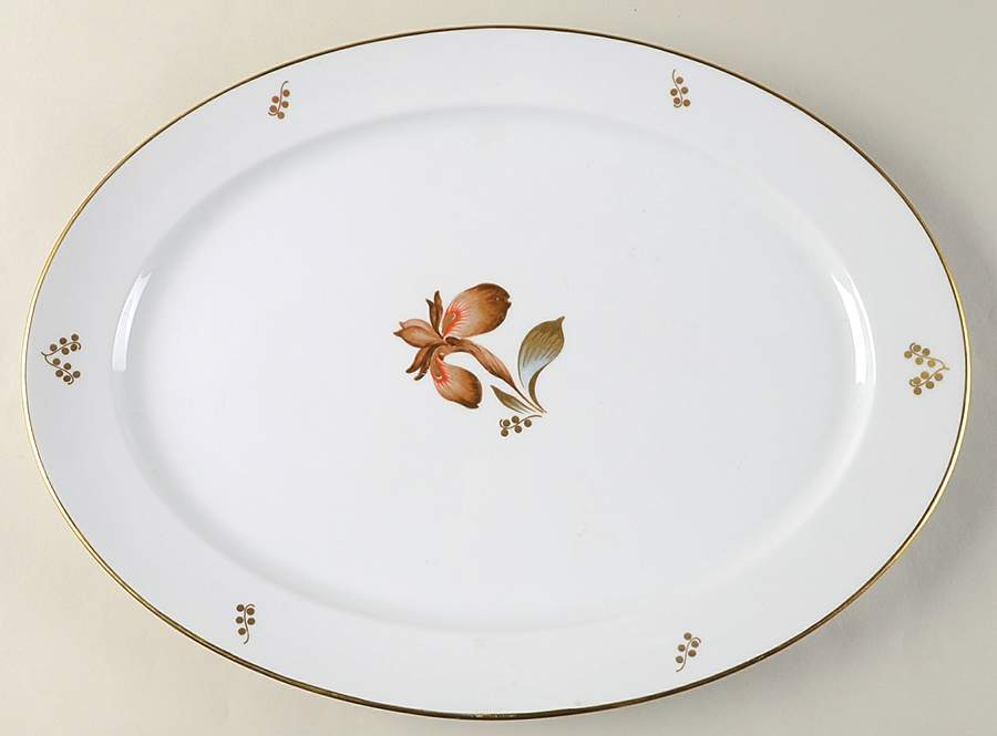 Brown Iris 16" Oval Serving Platter by Royal Copenhagen-1