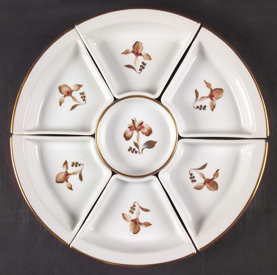 Brown Iris 7 Piece Lazy Susan (6 Side and 1 Center Section) by Royal Copenhagen-1