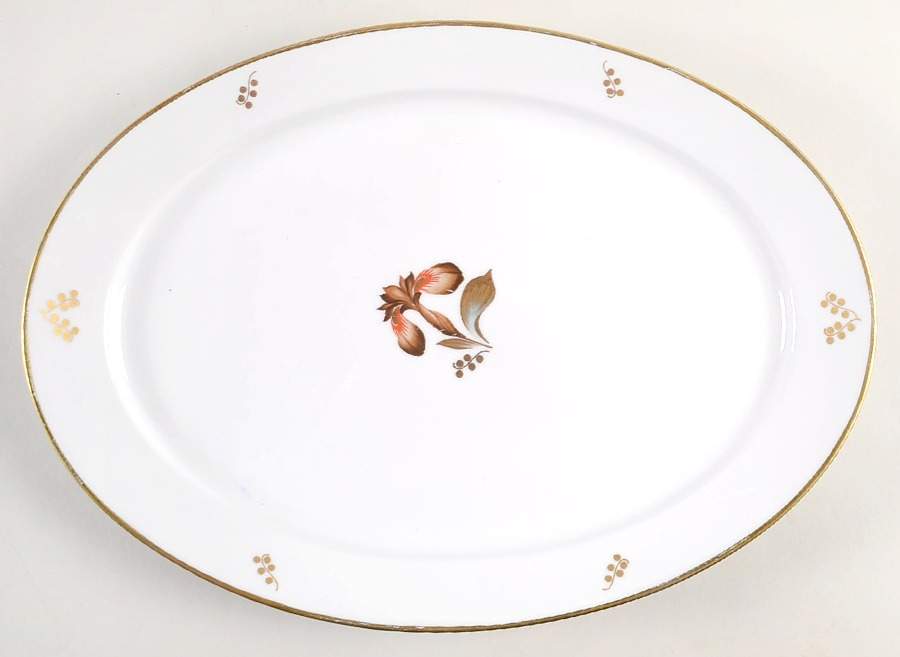 Brown Iris 14" Oval Serving Platter by Royal Copenhagen-1