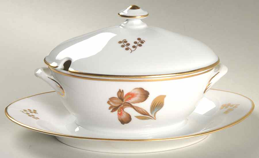 Brown Iris Sauce Boat & Lid by Royal Copenhagen-1