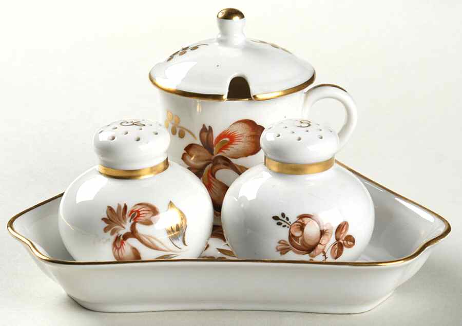 Brown Iris Condiment Set by Royal Copenhagen-1