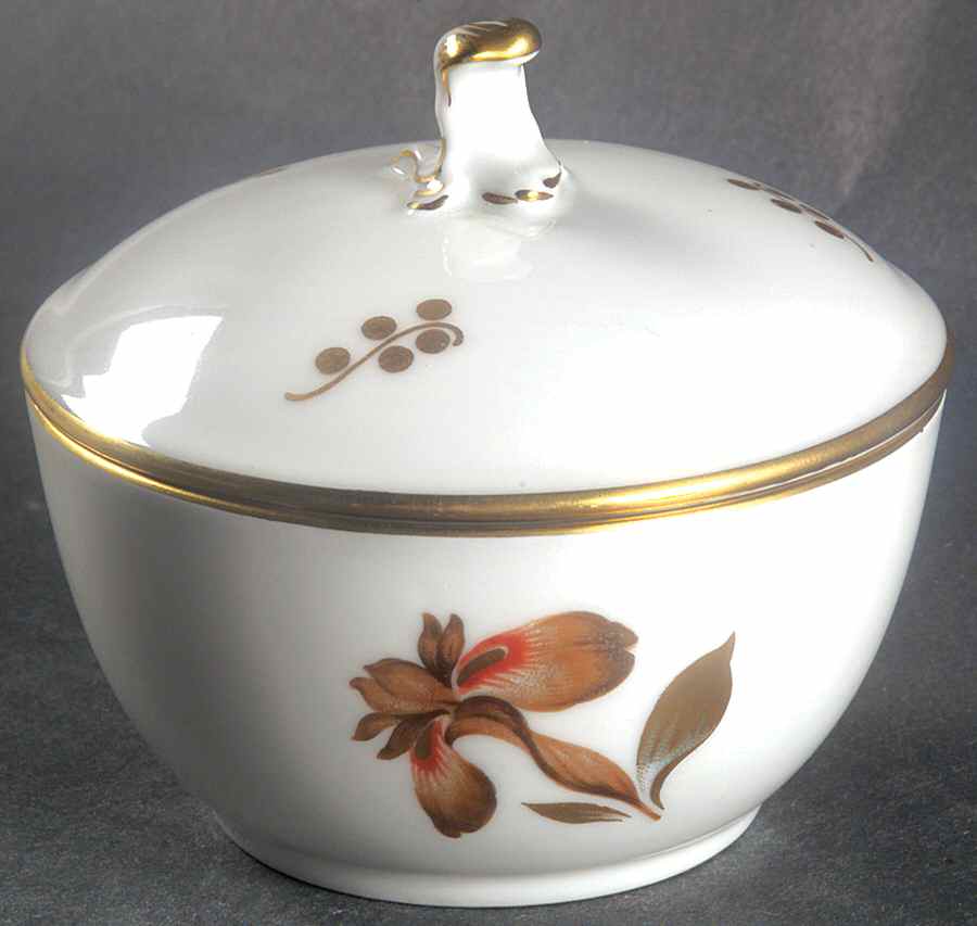 Brown Iris Sugar Bowl & Lid by Royal Copenhagen-1