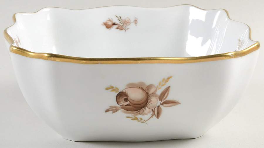 Brown Rose 8" Square Vegetable Bowl by Royal Copenhagen-1