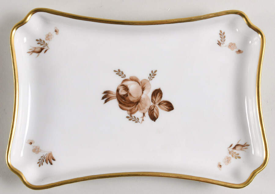 Brown Rose Tray for Creamer & Sugar with Lid by Royal Copenhagen-1