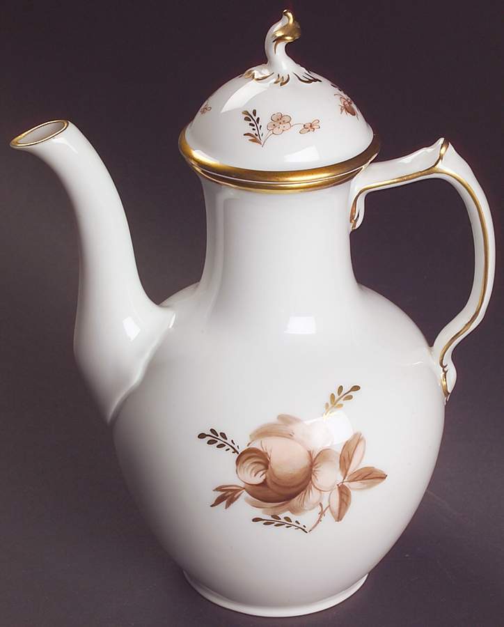 Brown Rose Coffee Pot & Lid by Royal Copenhagen-1