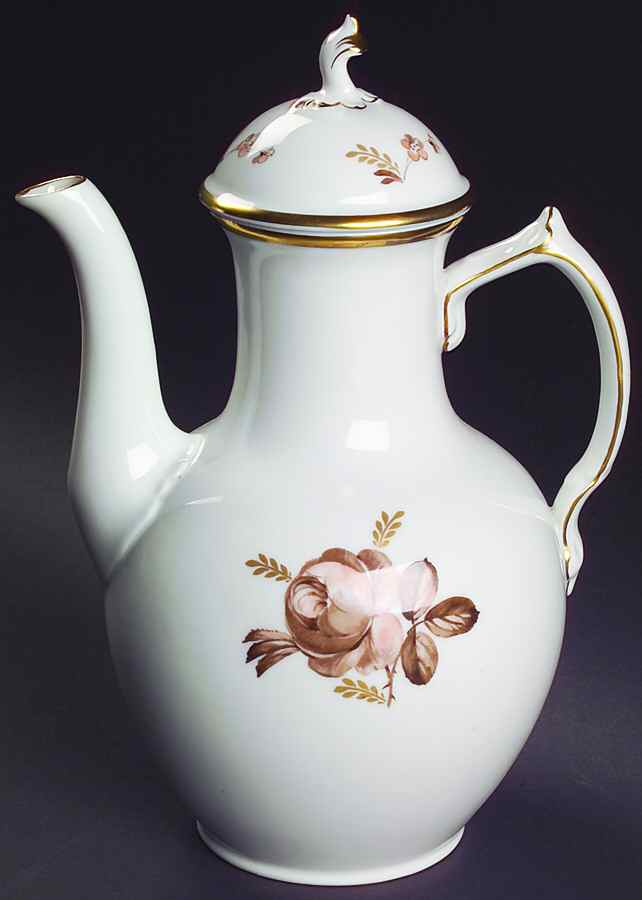 Brown Rose Coffee Pot & Lid by Royal Copenhagen-1