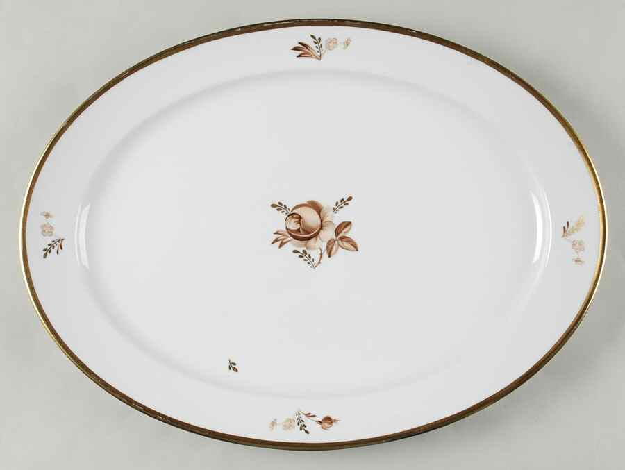 Brown Rose 16" Oval Serving Platter by Royal Copenhagen-1