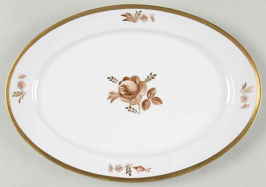 Brown Rose 11" Oval Serving Platter by Royal Copenhagen-1