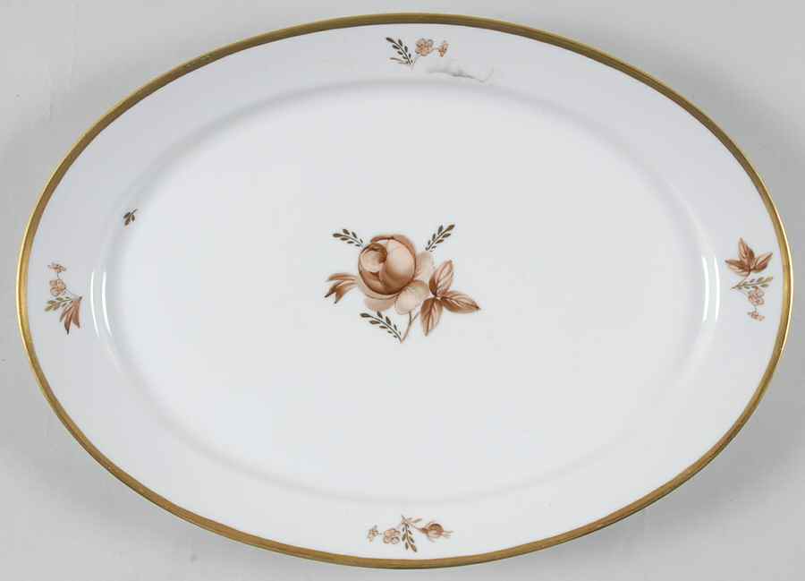 Brown Rose 14" Oval Serving Platter by Royal Copenhagen-1