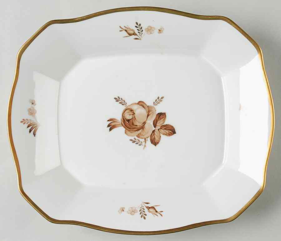 Brown Rose Square Cake Plate by Royal Copenhagen-1