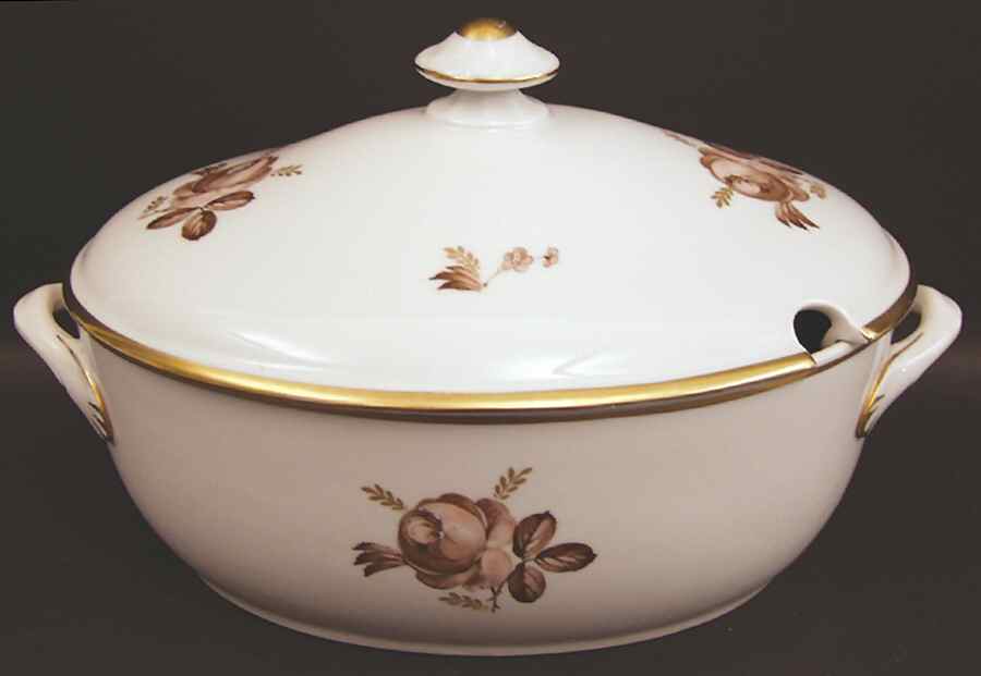 Brown Rose Tureen &  Lid by Royal Copenhagen-1