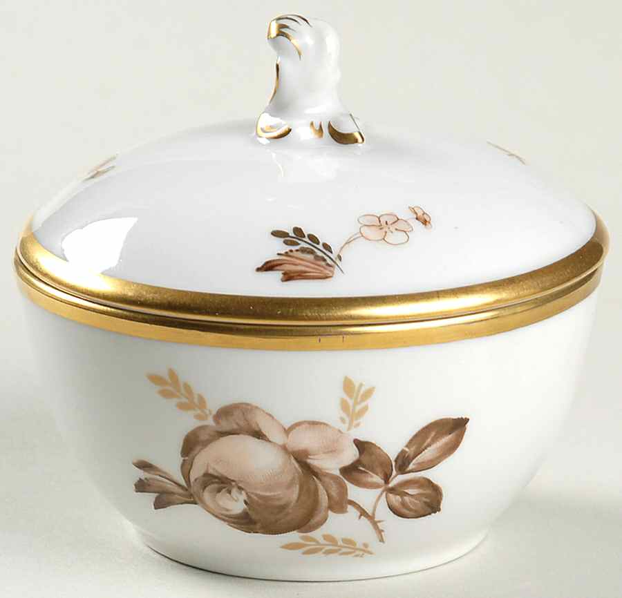 Brown Rose Mini Sugar Bowl & Lid by Royal Copenhagen-1