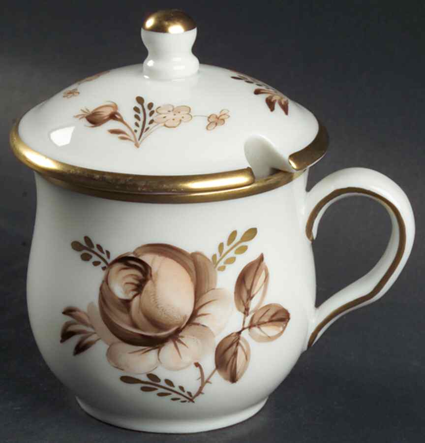 Brown Rose Mustard Jar & Lid by Royal Copenhagen-1