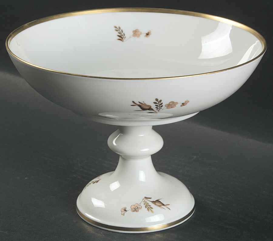 Brown Rose 8" Diameter Pedestal Cake Stand by Royal Copenhagen-1