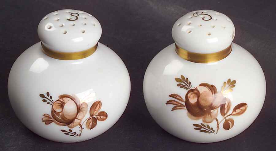 Brown Rose Salt & Pepper Set by Royal Copenhagen-1