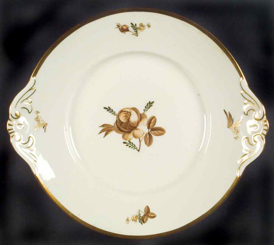 Brown Rose Handled Cake Plate by Royal Copenhagen-1