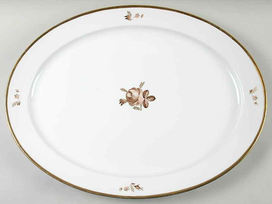 Brown Rose 19" Oval Serving Platter by Royal Copenhagen-1