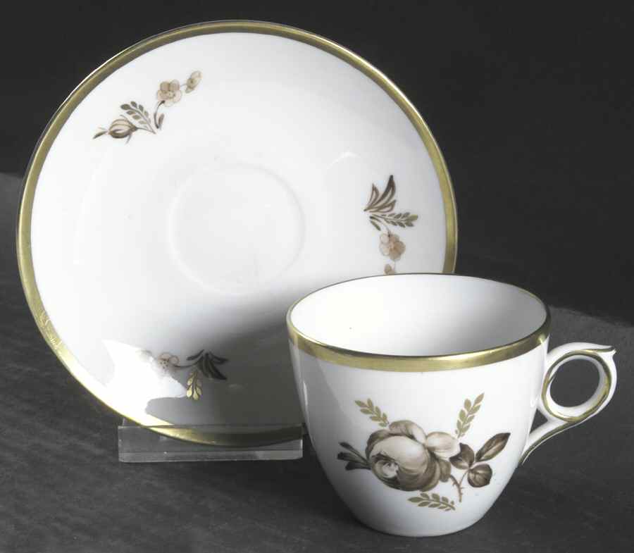 Brown Rose Flat Cup & Saucer Set by Royal Copenhagen-1