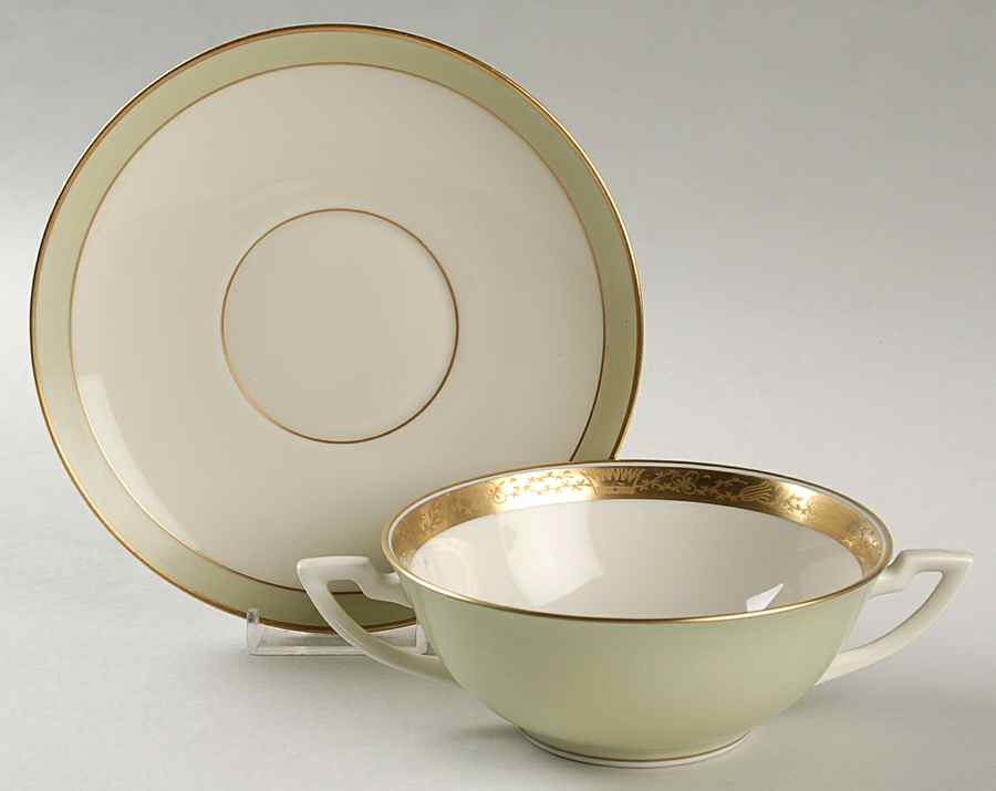 Dagmar Flat Cream Soup Bowl & Saucer Set by Royal Copenhagen-1