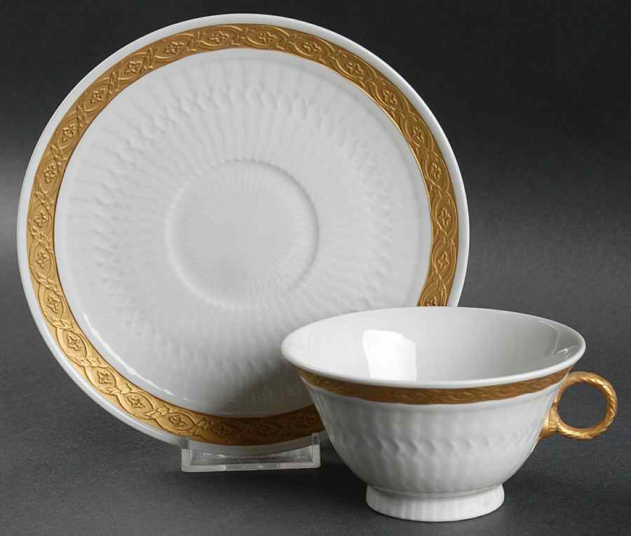 Fan Service Gold Footed Cup & Saucer Set by Royal Copenhagen-1