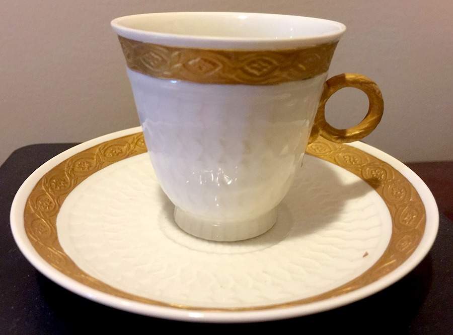 Fan Service Gold Footed Demitasse Cup & Saucer Set by Royal Copenhagen-1