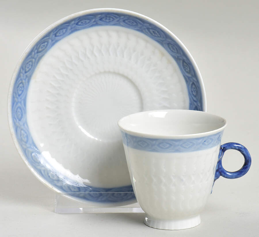 Fan Service Blue Footed Demitasse Cup & Saucer Set by Royal Copenhagen-1