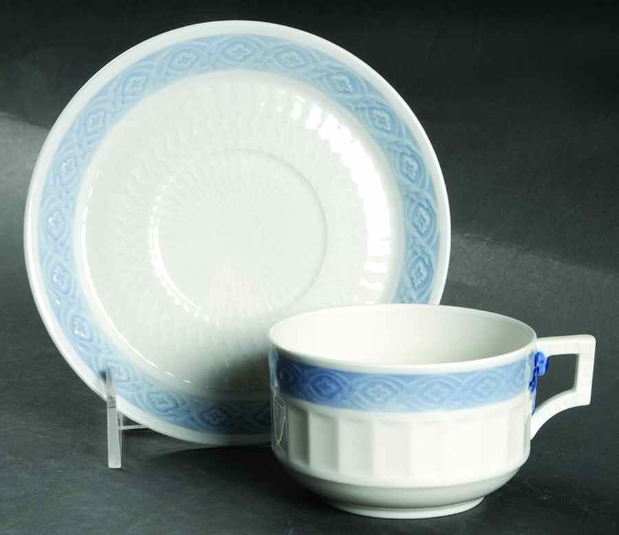 Fan Service Blue Flat Cup & Saucer Set by Royal Copenhagen-1