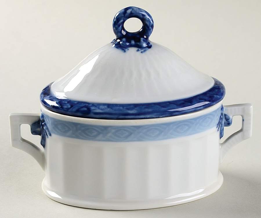 Fan Service Blue Sugar Bowl & Lid by Royal Copenhagen-1