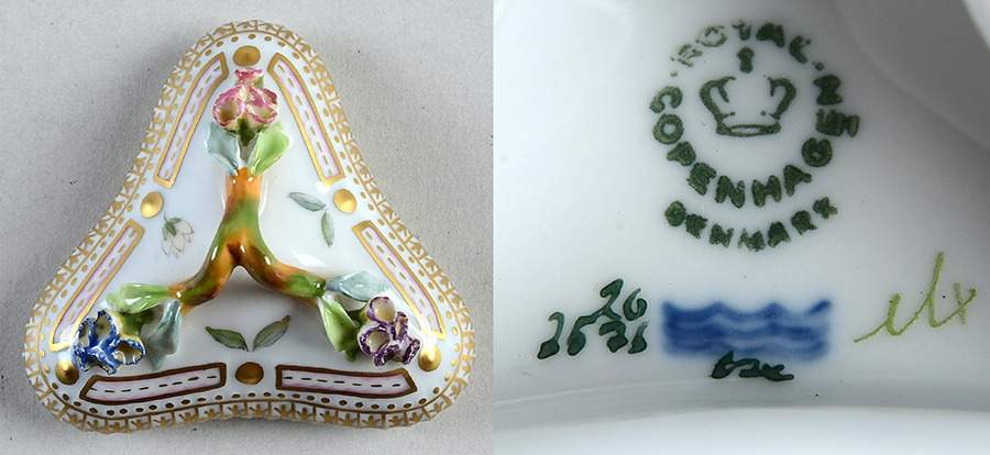 Flora Danica (1961 To Current) Lid for Triangular Custard Cup-No Decal by Royal Copenhagen-1