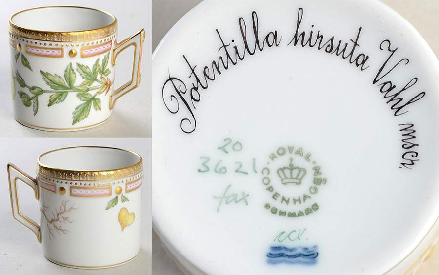 Flora Danica (1961 To Current) Flat Demitasse Cup-Potentilla hirsuta Vahl msch by Royal Copenhagen-1