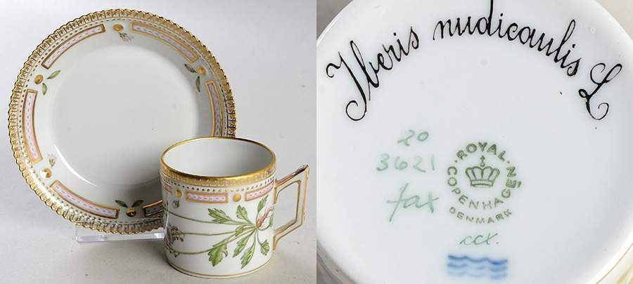 Flora Danica (1961 To Current) Flat Demitasse Cup & Saucer-Iberus nudicaulis L by Royal Copenhagen-1