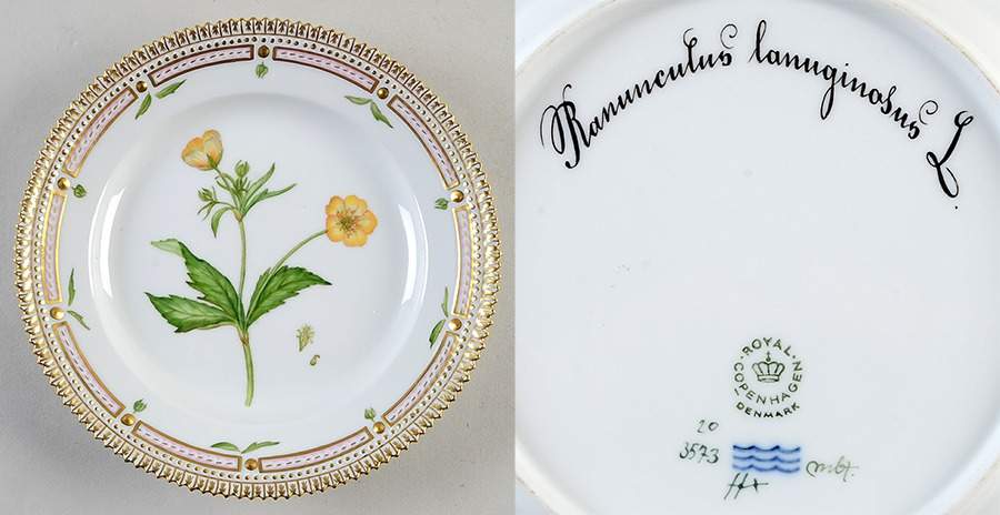 Flora Danica (1961 To Current) Salad Plate-Ranunculus lanuginosus L by Royal Copenhagen-1