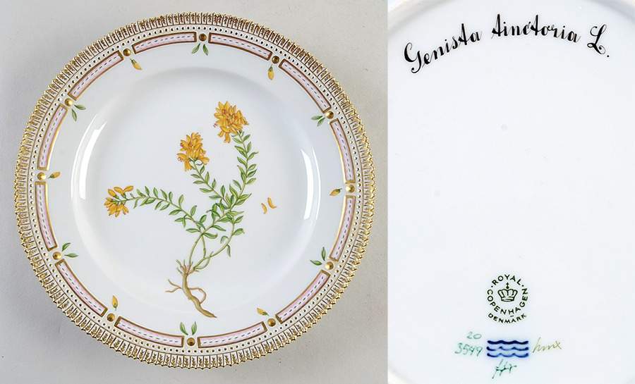Flora Danica (1961 To Current) Dinner Plate-Genista Ainctoria L. by Royal Copenhagen-1