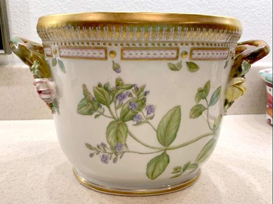 Flora Danica (1961 To Current) Oval Wine Cooler/Cache Pot-Veronica Beccabunga L. by Royal Copenhagen-1