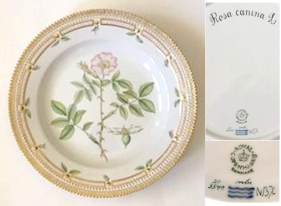 Flora Danica (1961 To Current) Dinner Plate-Rosa canian L. by Royal Copenhagen-1