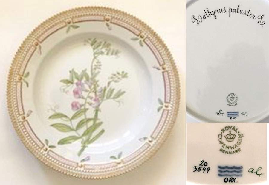 Flora Danica (1961 To Current) Dinner Plate-Lathyrus paluster L by Royal Copenhagen-1