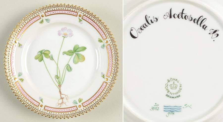 Flora Danica (1961 To Current) Bread & Butter Plate-Oxalis acetosella L. by Royal Copenhagen-1