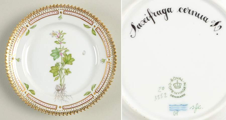 Flora Danica (1961 To Current) Bread & Butter Plate-Saxifraga Cernua L. by Royal Copenhagen-1